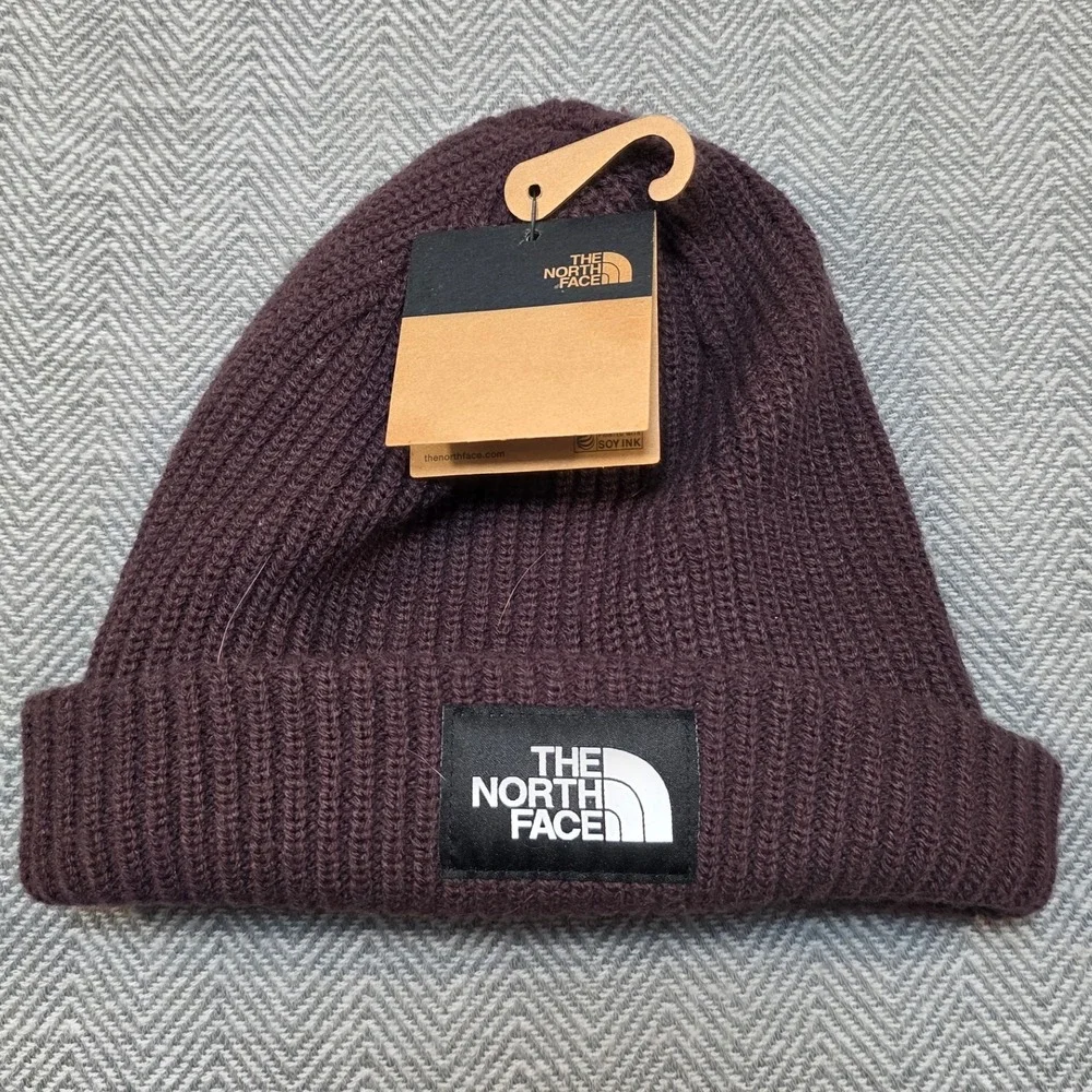 The North Face Salty Dog Lined Beanie Coal Brown Ribbed Knit Hat NF0A3FJW OS
